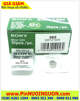 Pin SR721SW _Pin 362; Pin Sony SR721SW 362 silver oxide 1.55v _Made in Japan _Vỉ 1viên